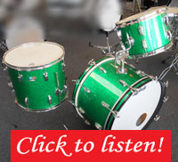 Ludwig, Green Sparkle, Maple Shells, 22, 13, 16