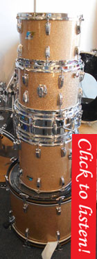 Ludwig, Champagne, 3 ply maple, c.71, 20, 12, 13, 14 w/Supraphonic snare